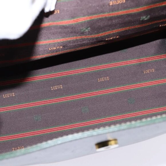 LOEWE Velazquez Hand Bag Suede Leather 2way Green Gold Auth BA6067 - Picture 10 of 16